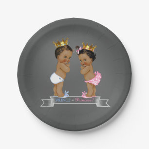 Assiettes En Carton Baby shower Ethnic Prince Princess Chalkboard