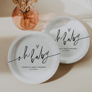 Assiettes En Carton Baby shower EVERLEIGH Oh Baby
