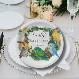 Assiettes En Carton Baby shower exotique de verdure tropicale pour béb