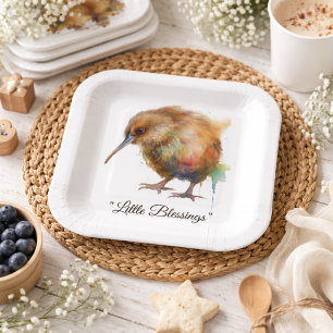 Assiettes En Carton Baby Shower Fantaisiste Oiseau Kiwi Sweet Pipi