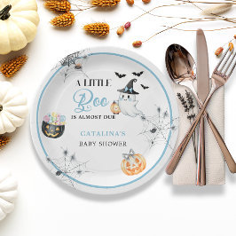 Assiettes En Carton Baby shower fantôme d'Halloween bleu