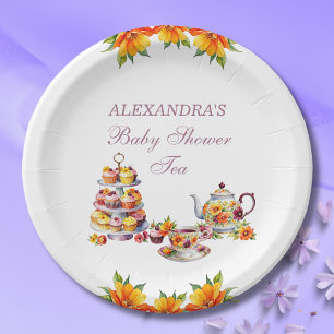 Assiettes En Carton Baby shower Fête de Thé Lilac Rose Floral