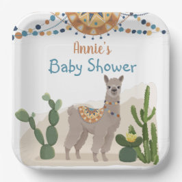 Assiettes En Carton Baby shower Fiesta Cactus Llama