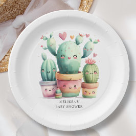 Assiettes En Carton Baby shower Fiesta de Cute Cactus