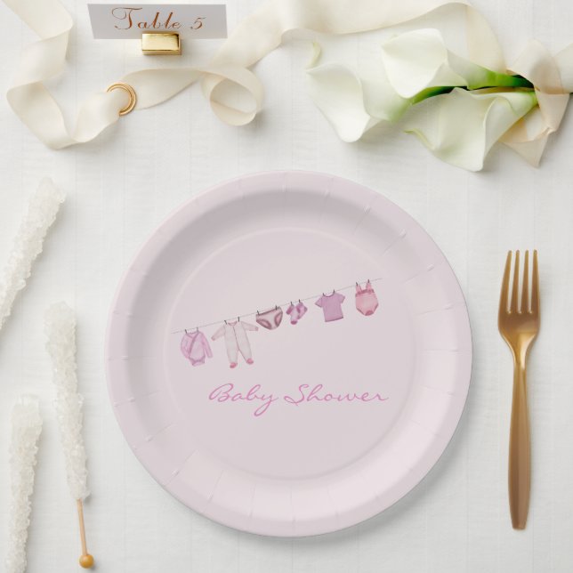 Assiettes En Carton Baby shower fille (Mariage)
