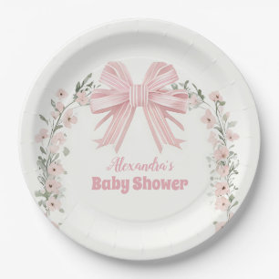 Assiettes En Carton Baby shower Fille Bow Rose Floral