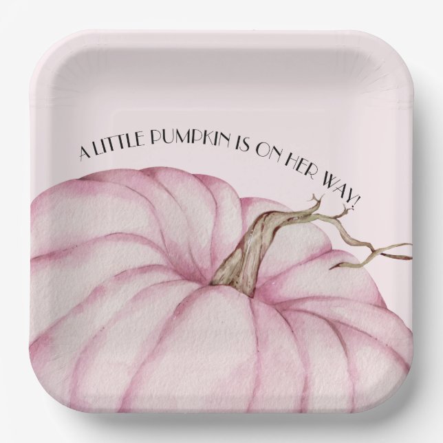 Assiettes En Carton Baby shower fille Citrouille rose (Recto)