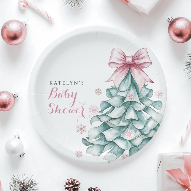 Assiettes En Carton Baby shower Fille d'hiver Noël (Créateur téléchargé)
