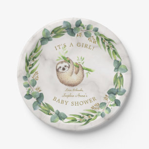 Assiettes En Carton Baby shower Fille Fille Eucalyptus fentes mignonne