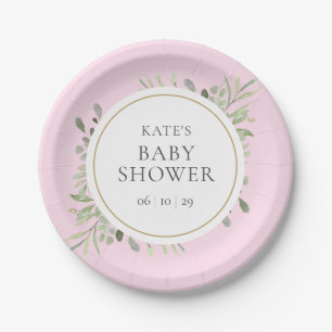 Assiettes En Carton Baby Shower Fille Herboristerie Aquarelle