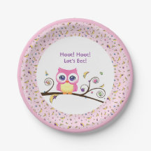 Baby Shower Fille Hibou Rose Doodles Célestes