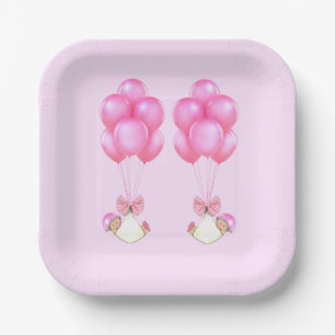 Assiettes En Carton Baby shower fille jumeaux
