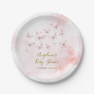 Assiettes En Carton Baby Shower Fille Papillon Rose