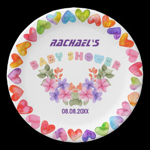Assiettes En Carton Baby Shower Fille Rose Pâle Floral