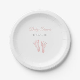 Assiettes En Carton Baby shower Fille Simple Precious Empreintes roses