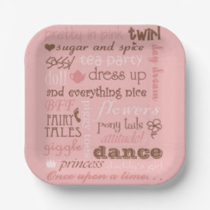 Assiettes En Carton Baby shower fille sucre rose et épice