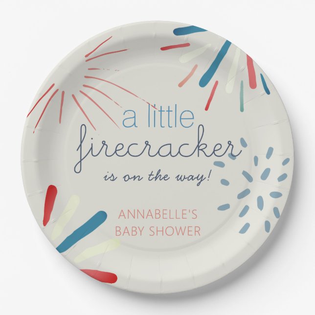 Assiettes En Carton Baby shower Firecracker 4 juillet Fireworks (Devant)