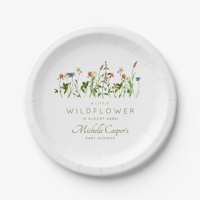 Assiettes En Carton Baby shower Fleur sauvage (Devant)
