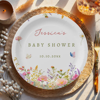 Assiettes En Carton Baby-Shower Fleur Sauvage