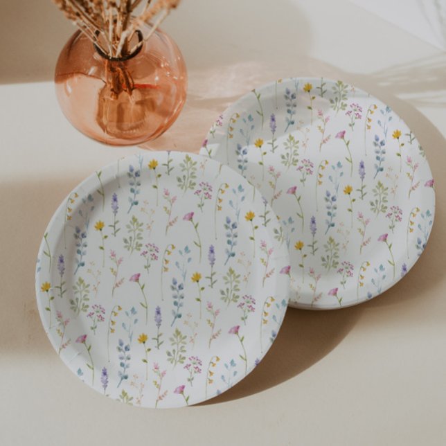 Assiettes En Carton Baby shower fleur sauvage (Créateur téléchargé)
