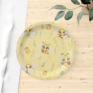 Assiettes En Carton Baby shower Fleur sauvage Abee