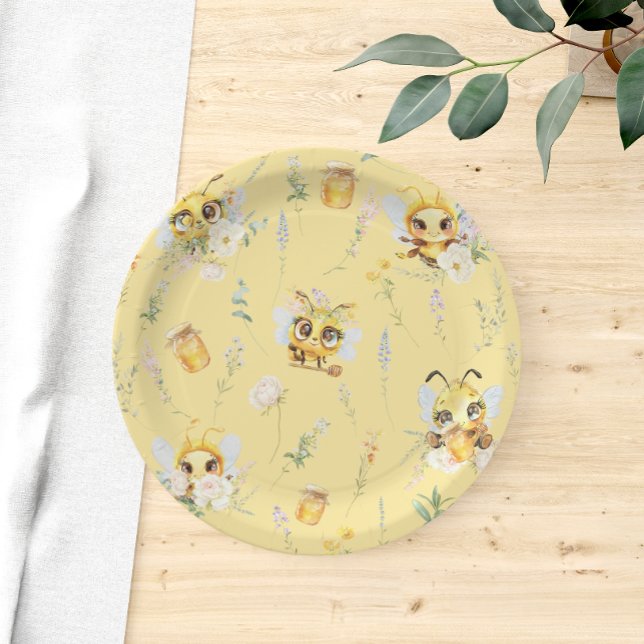Assiettes En Carton Baby shower Fleur sauvage Abee (Créateur téléchargé)