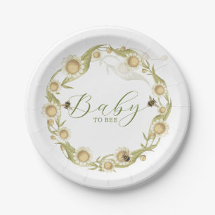 Assiettes En Carton Baby shower fleur sauvage bébé à abeille