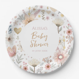 Assiettes En Carton Baby Shower Fleur Sauvage Bohème Florale