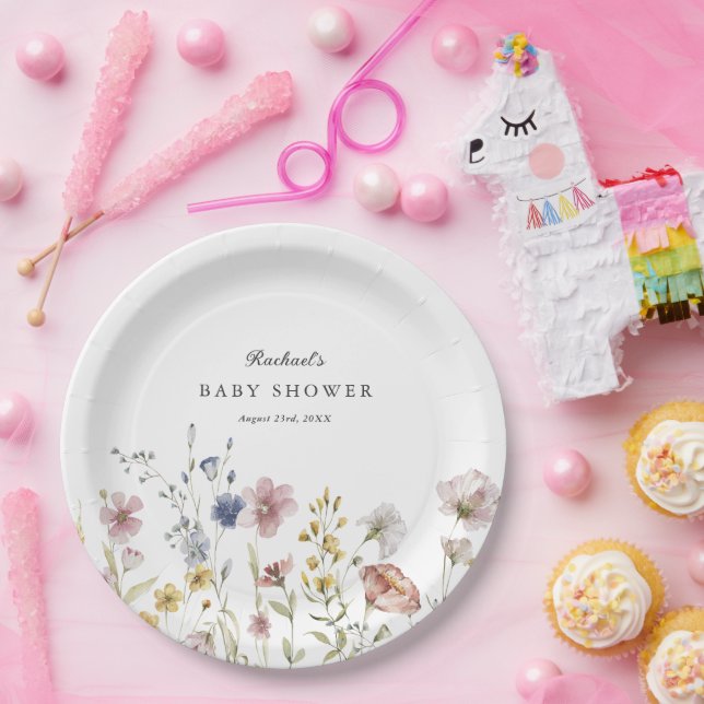 Assiettes En Carton Baby shower Fleur sauvage Boho Fresh (Fête)