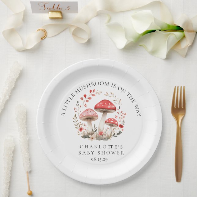 Assiettes En Carton Baby shower Fleur sauvage de Little Mushroom (Mariage)