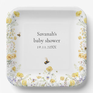 Assiettes En Carton Baby shower Fleur sauvage de maman à Bee