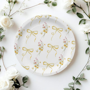 Assiettes En Carton Baby shower Fleur sauvage d'été de la Bow jaune
