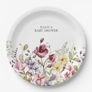 Assiettes En Carton Baby shower Fleur sauvage doux
