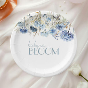 Assiettes En Carton Baby shower Fleur sauvage DUSTY Blue Hydrangea