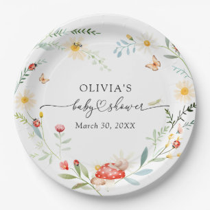 Assiettes En Carton Baby shower Fleur sauvage Love Bug