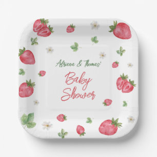 Assiettes En Carton Baby Shower Fleurs Roses Fraise
