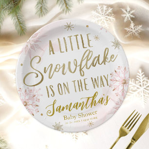 Assiettes En Carton Baby Shower Flocon de neige Personnalisé