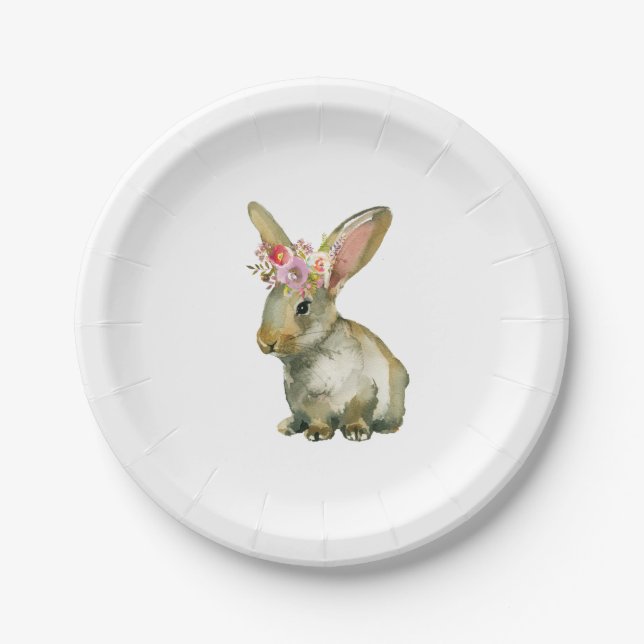 Assiettes En Carton Baby shower Flora Bunny (Devant)