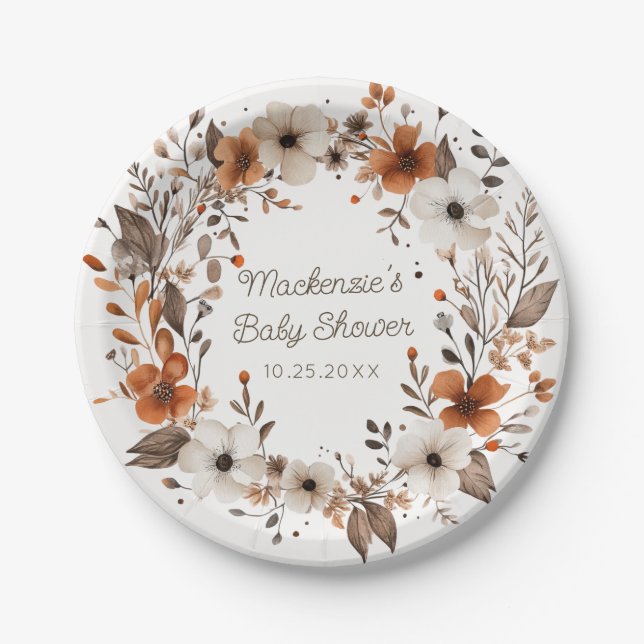 Assiettes En Carton Baby shower Floral de Chocal (Devant)