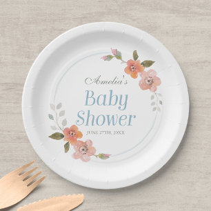 Assiettes En Carton Baby shower floral délicieux