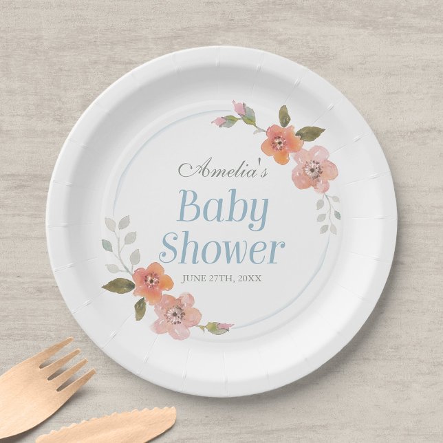 Assiettes En Carton Baby shower floral délicieux (Créateur téléchargé)