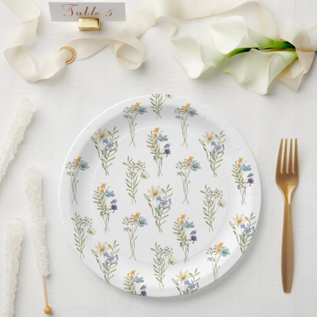 Assiettes En Carton Baby shower floral fleur sauvage Spring (Mariage)