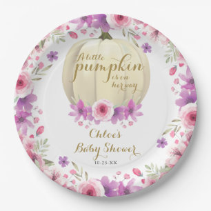 Assiettes En Carton Baby shower Floral Petit Citrouille