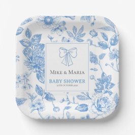 Assiettes En Carton Baby shower floral pour bébé garçon