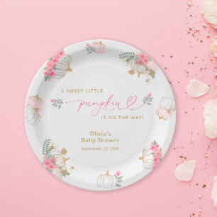 Assiettes En Carton Baby shower floral rose citrouille