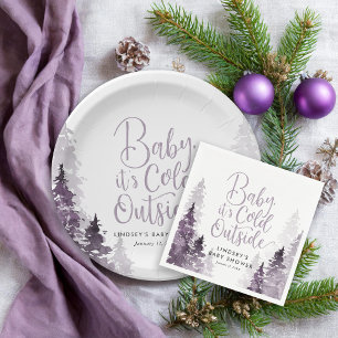 Assiettes En Carton Baby shower forestier d'hiver