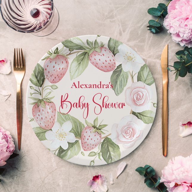 Assiettes En Carton Baby Shower Forêt de Fraises (Créateur téléchargé)