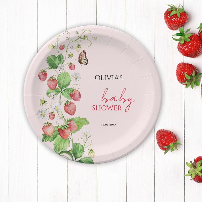 Assiettes En Carton Baby Shower Fraise (Créateur téléchargé)