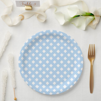 Assiettes En Carton Baby shower Garçon bleu et blanc