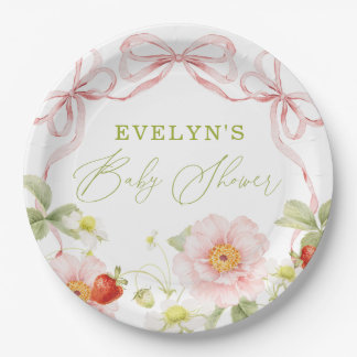 Assiettes En Carton Baby Shower Gingham Sucré aux Fruits Rouges